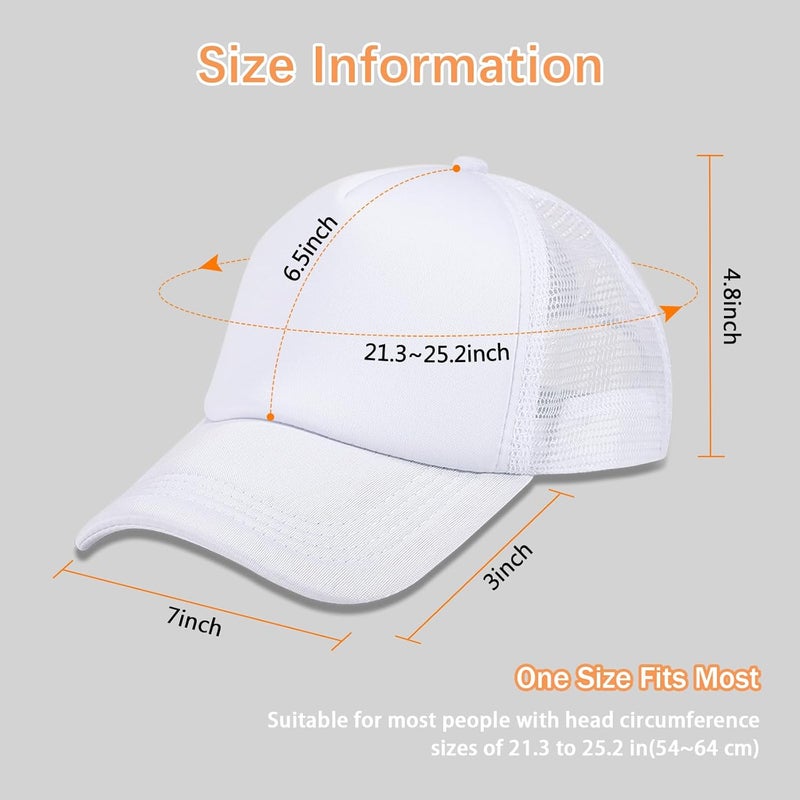 OKBA 5 Pack Sublimation Blank Baseball Cap Adjustable Hat Polyester Mesh Trucker Hats for Men and Women - Image 2